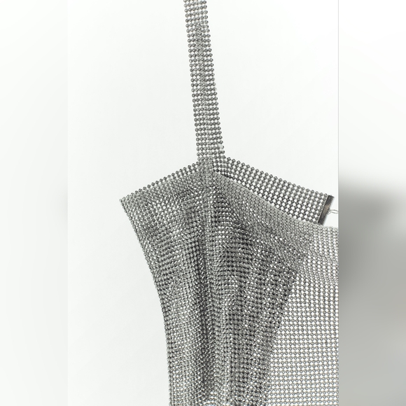 Zara Shimmery Evening Rhinestone Crop Top - Picture 6 of 9